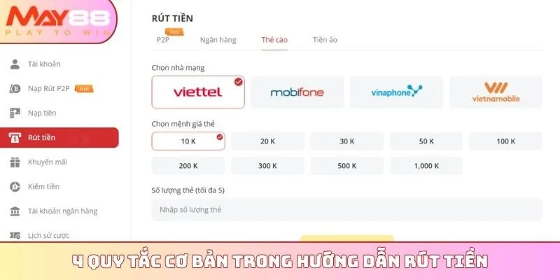 4 quy tắc cơ bản trong hướng dẫn rút tiền